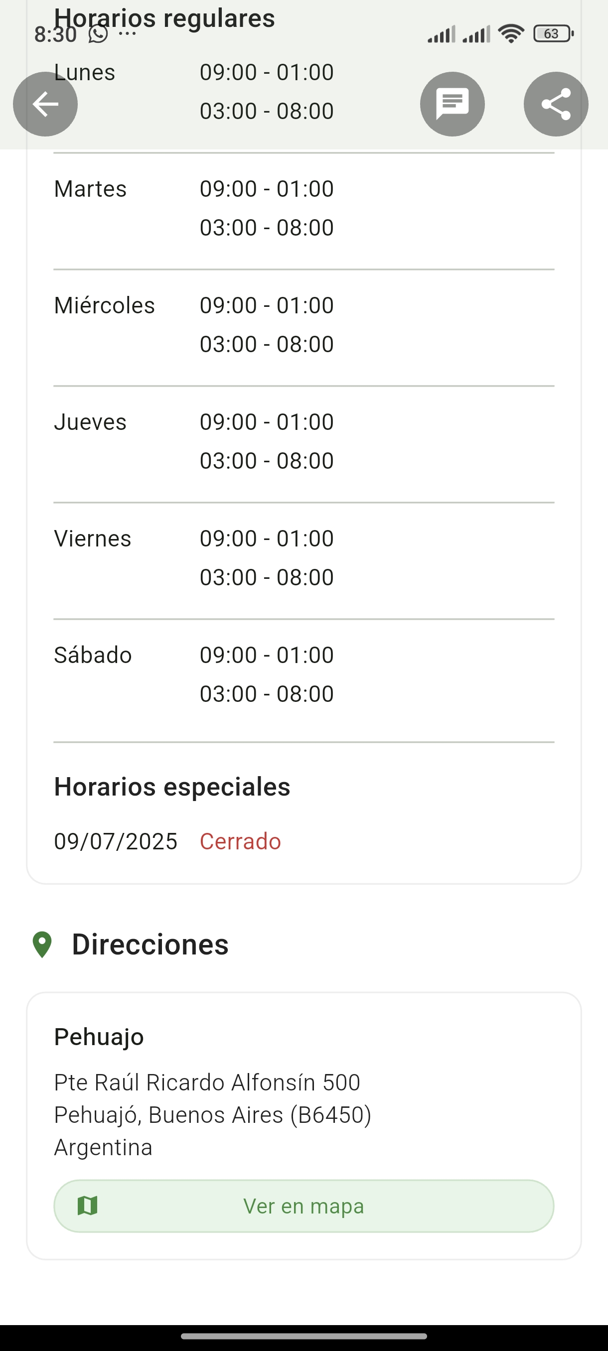Horarios